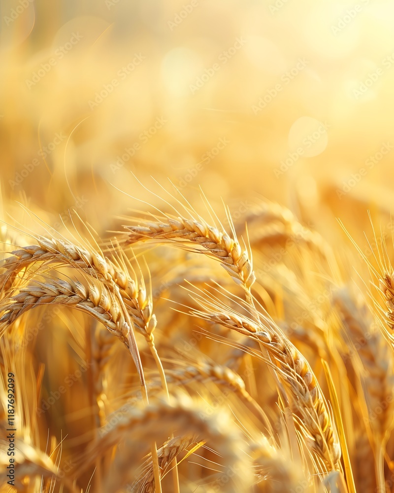 Golden Wheat Stalks in a Field