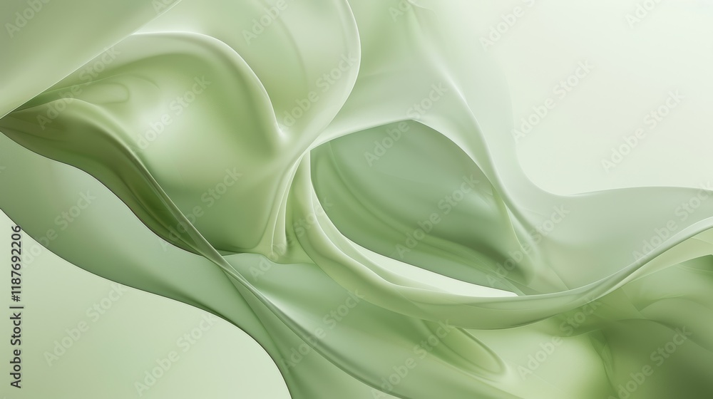 Obraz premium Abstract Green Silk Drape Wallpaper