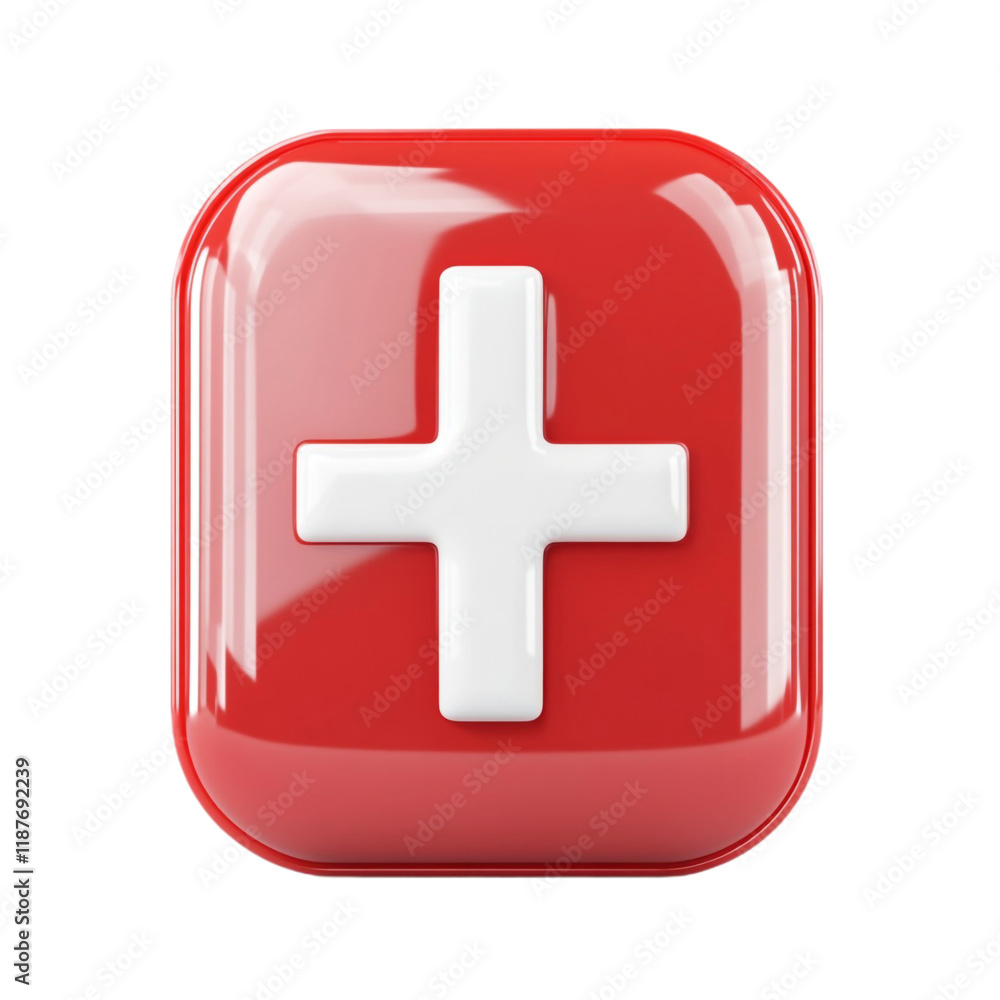 Fototapeta premium Red Medical Icon Isolated on Transparent Background