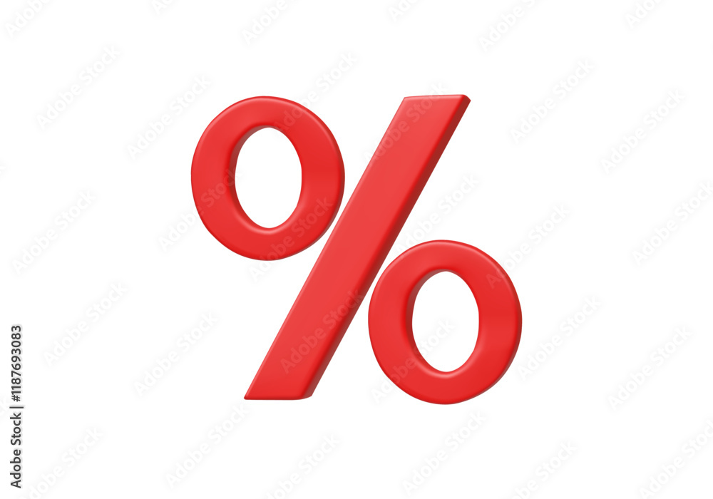 3D vector render illustration of red percent symbol icon for price reduction, interest, promotion, calculation isolated on white background. or displaying interest values in financial businesses 3D vector render illustration of red percent symbol icon for price reduction, interest, promotion, calculation isolated on white background. or displaying interest values in financial businesses