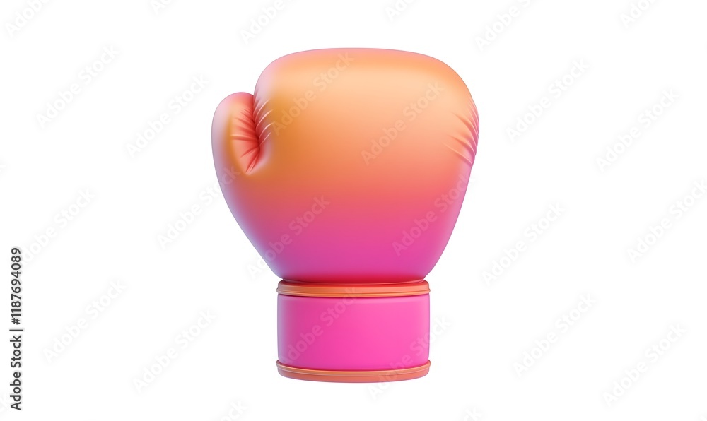 Single pink and orange gradient boxing glove on white background. Single pink and orange gradient boxing glove on white background.