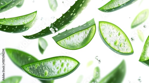 Wallpaper Mural Floating Aloe Vera Slices: A Refreshing Herbal Image Torontodigital.ca