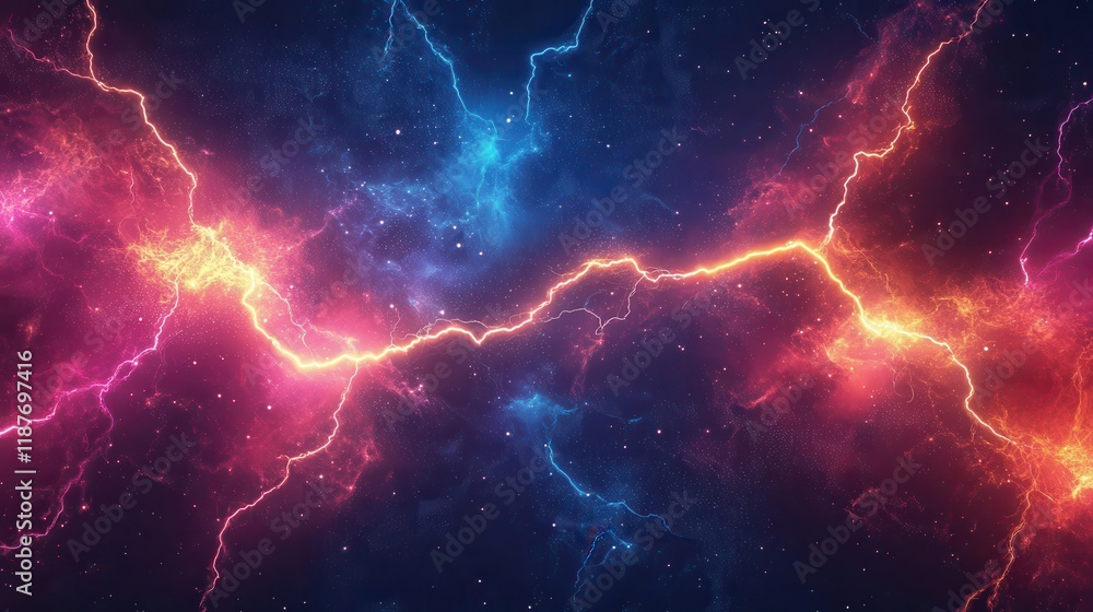 Cosmic energy bursts across nebula. Ideal for fantasy, sci-fi, or power themes. Cosmic energy bursts across nebula. Ideal for fantasy, sci-fi, or power themes.