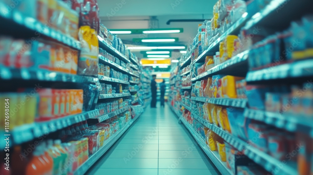 Supermarket Aisles: A Glimpse into Daily Consumerism and Abundant Grocery Selection Supermarket Aisles: A Glimpse into Daily Consumerism and Abundant Grocery Selection
