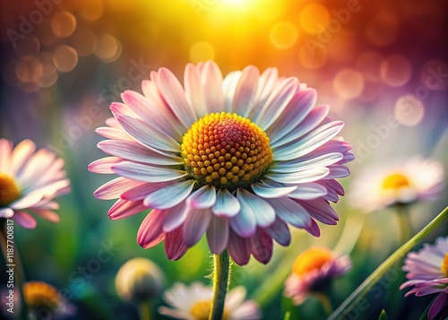 AI-generated daisy tilt-shift art, breathtaking floral visuals. photo