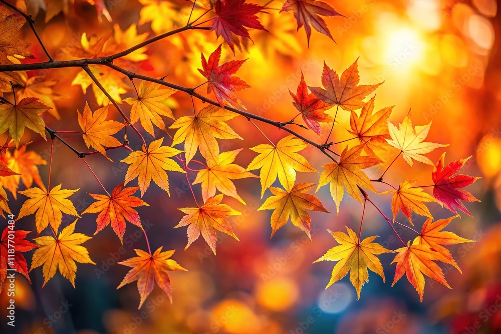Autumn Maple Leaves Branch - Fall Colors, Nature Photography Autumn Maple Leaves Branch - Fall Colors, Nature Photography