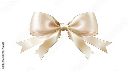 Wallpaper Mural Elegant cream satin ribbon bow, isolated on white background. Perfect for gift wrapping, decoration, or design elements. Torontodigital.ca