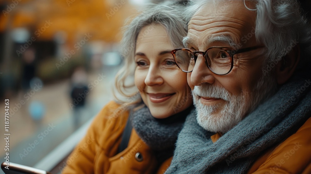 Elderly Couple Enjoying a Scenic Autumn Walk in a Colorful Park Elderly Couple Enjoying a Scenic Autumn Walk in a Colorful Park