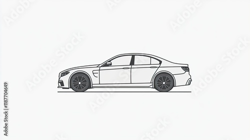 Side profile illustration of a modern sedan car.