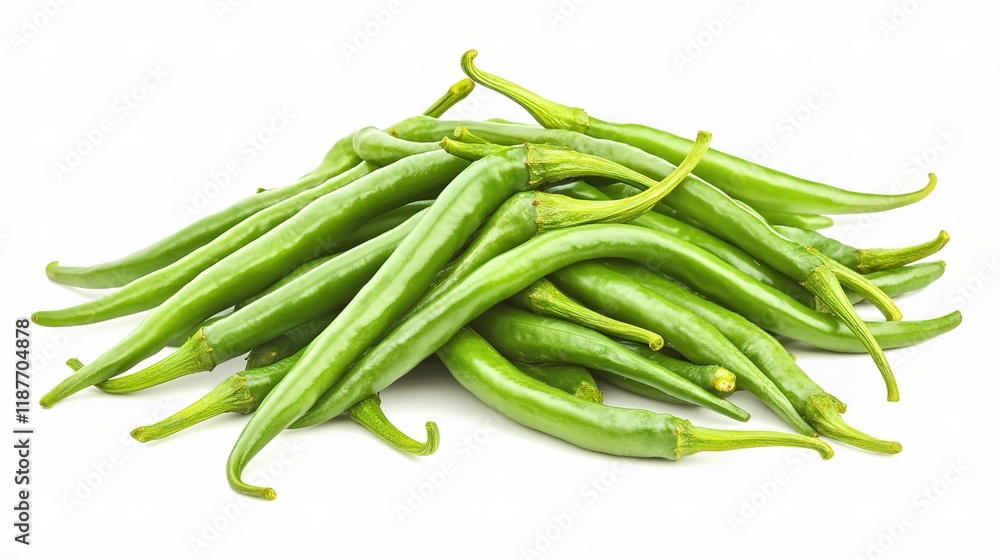 Close Up of Fresh Green Peppers Isolated on White Background Close Up of Fresh Green Peppers Isolated on White Background