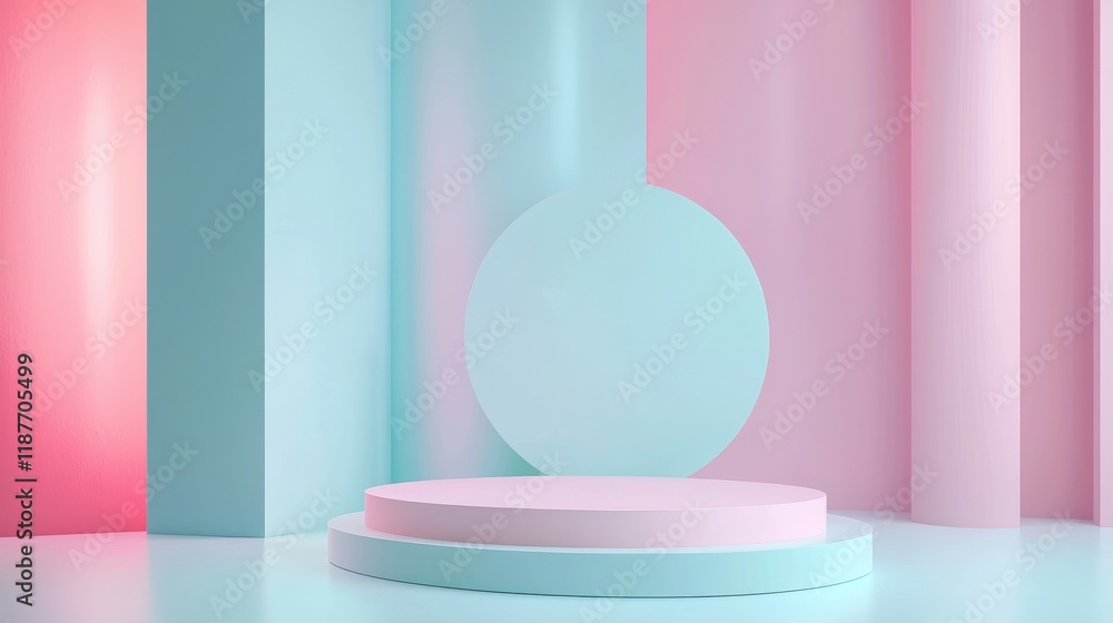Minimalist pastel geometric background with pink and blue shapes Minimalist pastel geometric background with pink and blue shapes