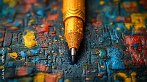 Vibrant Pencil Tip on Textured Canvas - Art Supplies and Creativity photo