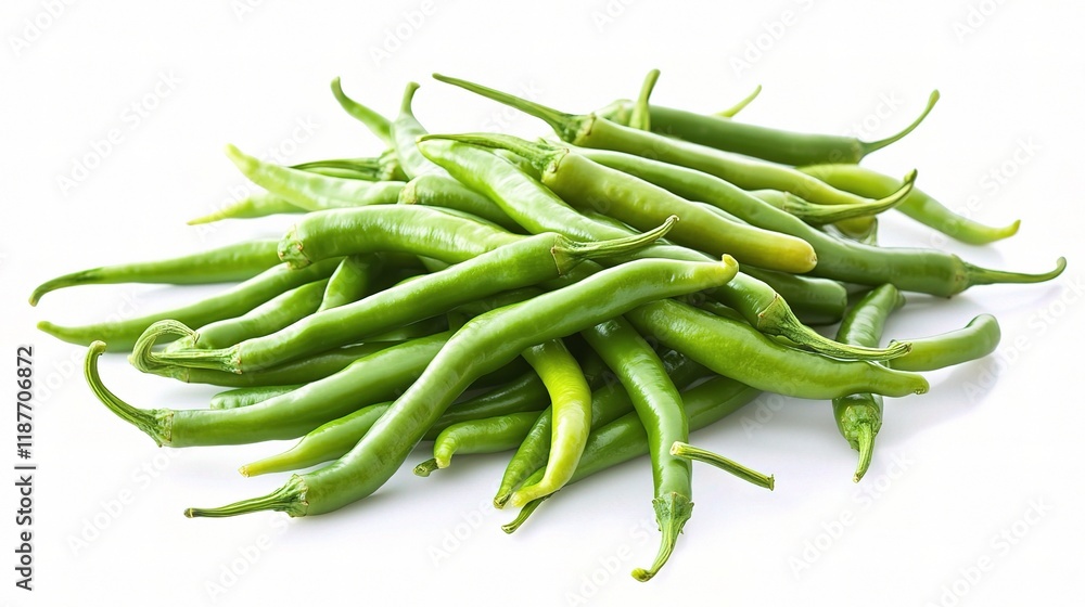 Close-up of Fresh Green Peppers Isolated on White Background Close-up of Fresh Green Peppers Isolated on White Background
