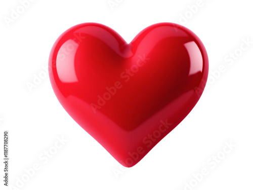 Glossy red heart on transparent background