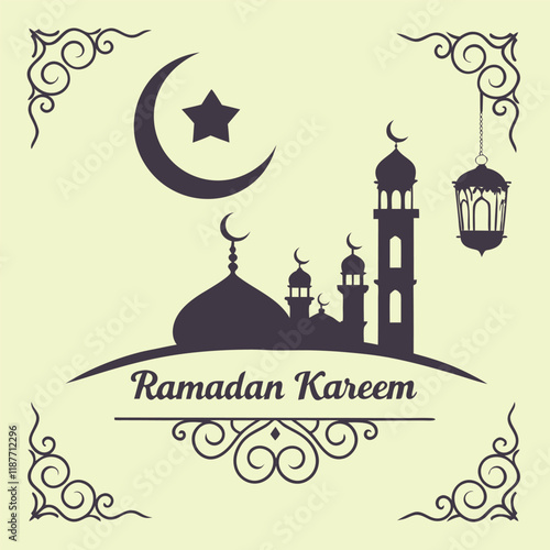 Wallpaper Mural Muslim lamp and text RAMADAN KAREEM on light background Torontodigital.ca