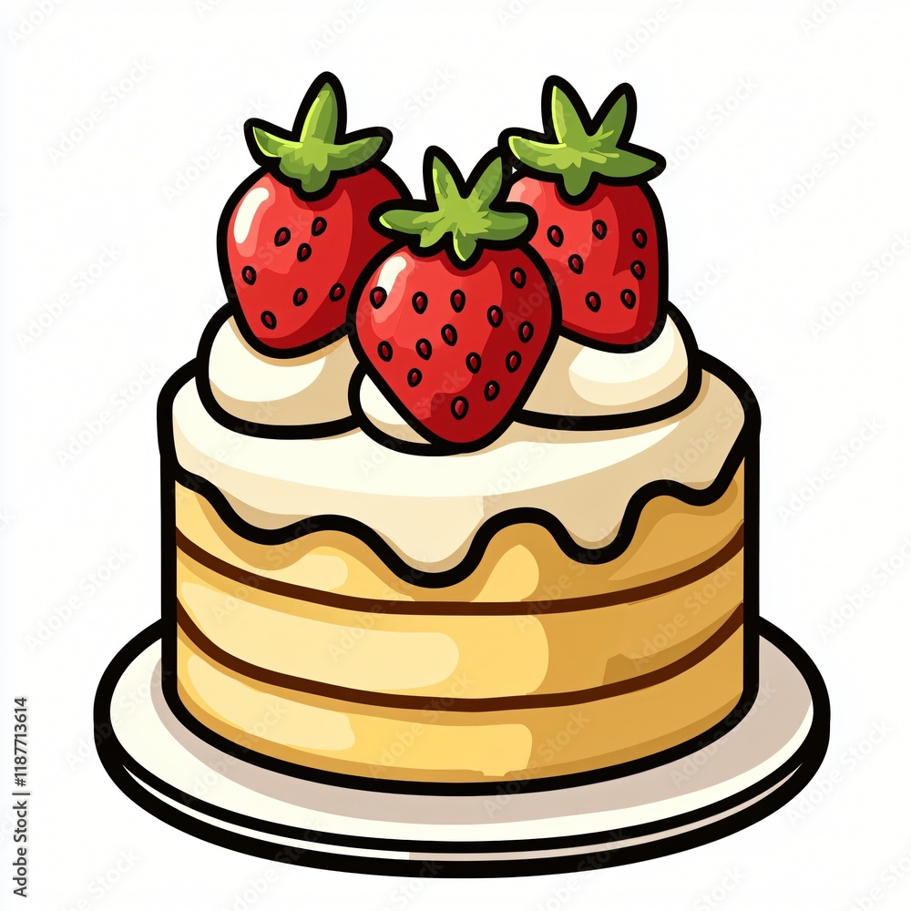 Delicious Strawberry Shortcake Dessert Cake Sweet Treat Bakery Item