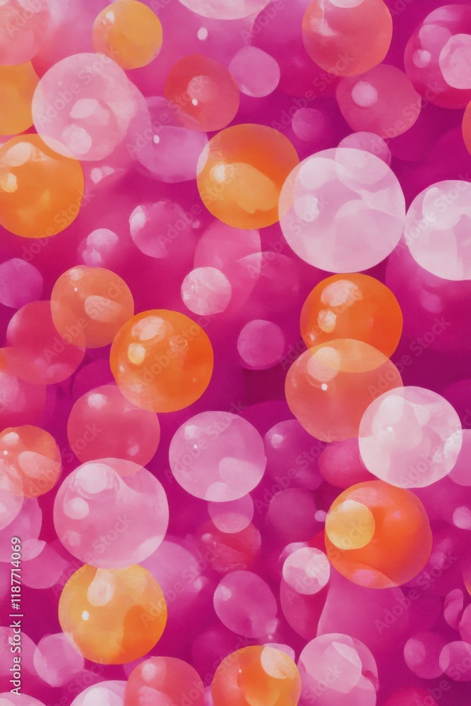 Colorful abstract background featuring vibrant bubbles of various sizes floating against a bright pink backdrop with playful color contrasts Colorful abstract background featuring vibrant bubbles of various sizes floating against a bright pink backdrop with playful color contrasts