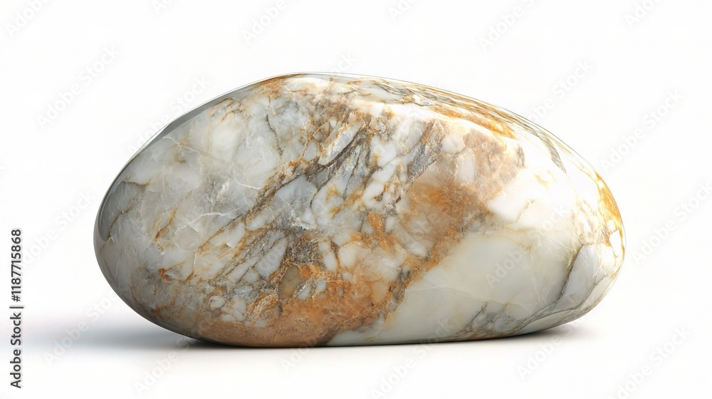 Smooth Polished Marble Stone Isolated on White Background Smooth Polished Marble Stone Isolated on White Background