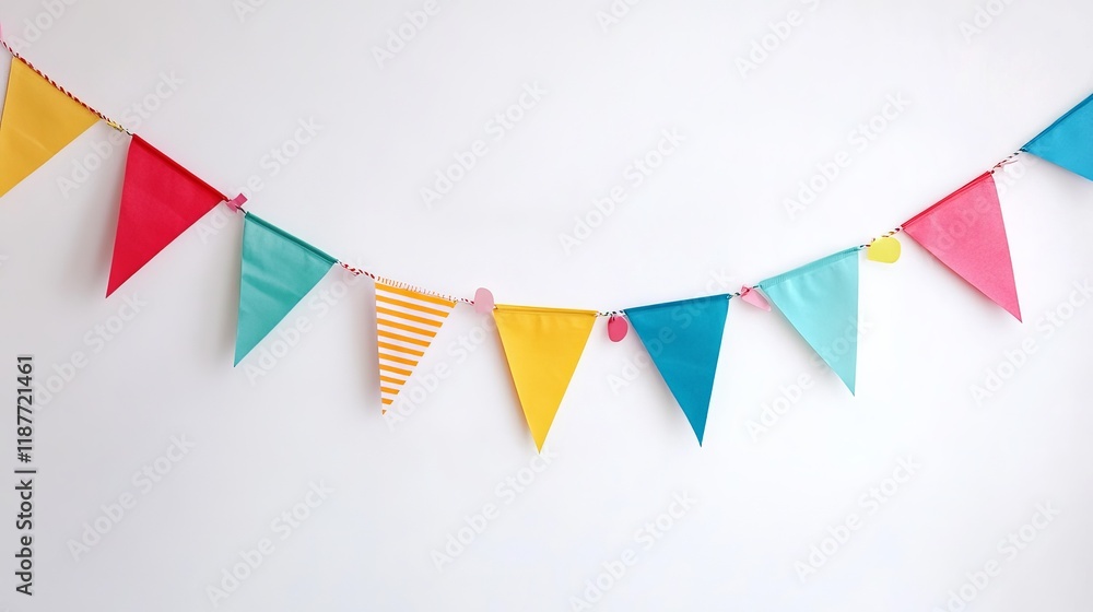 Obraz premium Colorful carnival pennant chain isolated on white background for festive decor