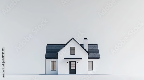 Wallpaper Mural Minimalist white house model with black roof and windows against a white background. Torontodigital.ca