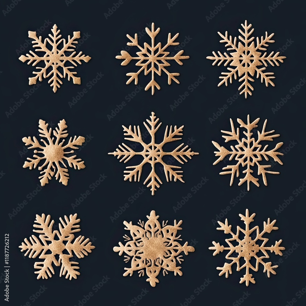 Gold Snowflakes Set Gold Snowflakes Set