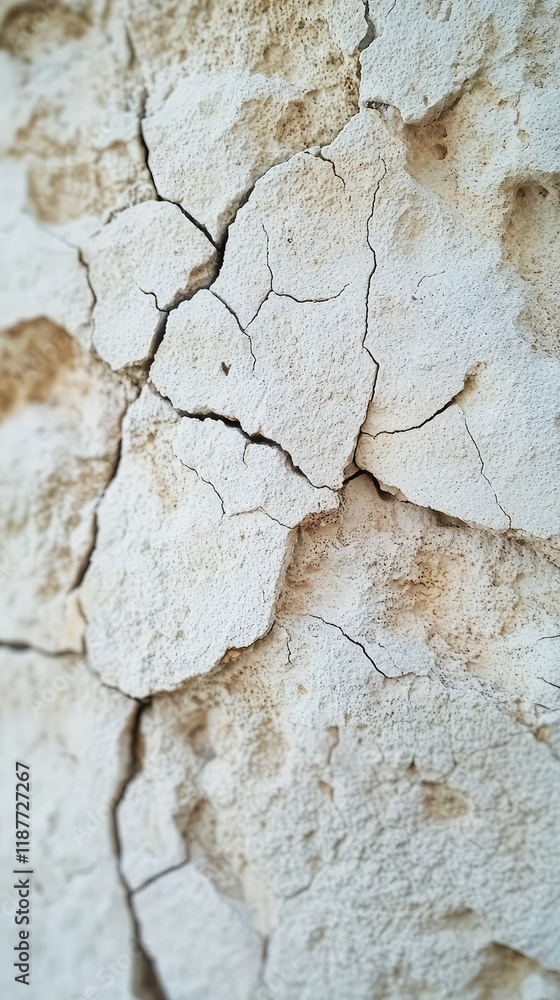 Fototapeta premium Detailed Close-Up of Cracked White Wall Texture with Patterns