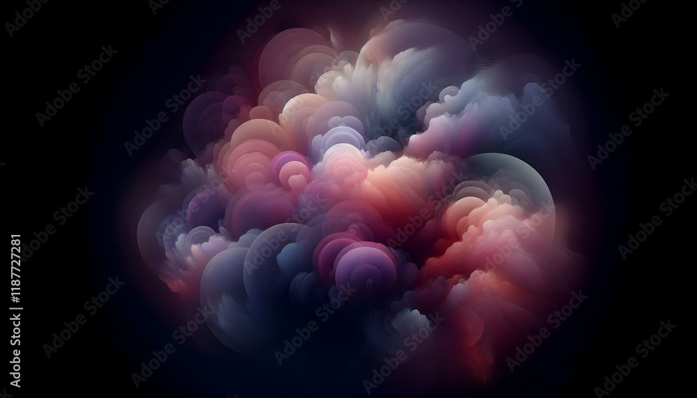 Obraz premium Background A dark background with soft, blended abstract shapes in shades of mauve, rose, and lavender, forming3