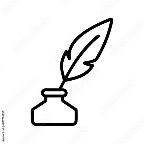 Quill and ink outline icon for writing