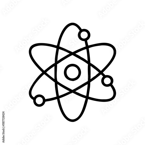 Atom outline icon for science education