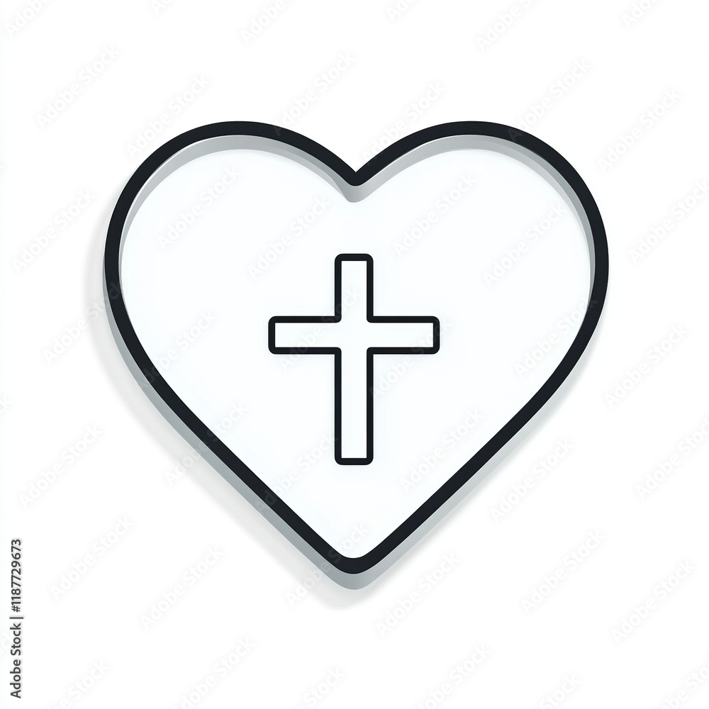Obraz premium Heart Shaped Icon Featuring a Cross Inside