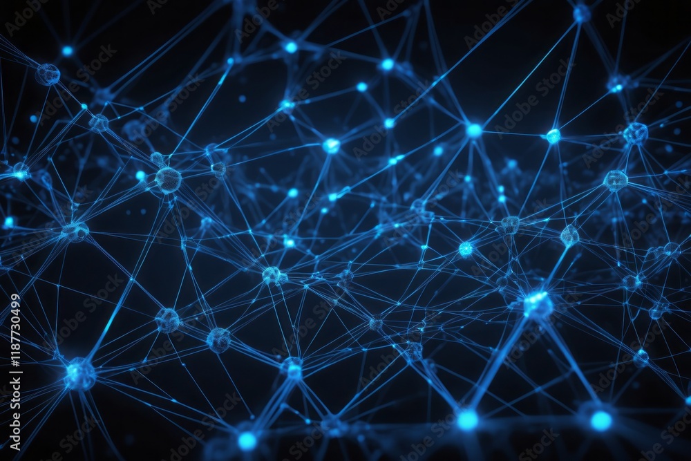 Fototapeta premium Abstract blue background with stars and glowing lights in a space design