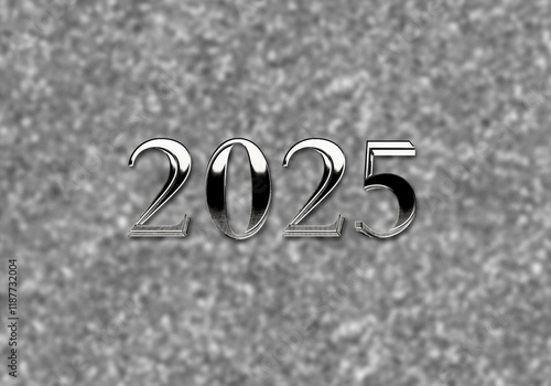 3d Rendering Illustration of a bright metal 2025 design.