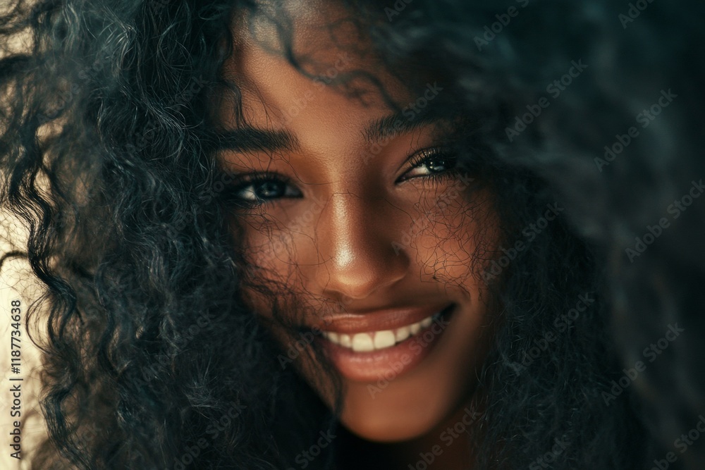 Commercial ad campaign concept visual graphic. Pretty smiling black girl - for ads, ad page and web marketing networks use. Long haircut - curly hair. Gorgeous long hair african models. Commercial ad campaign concept visual graphic. Pretty smiling black girl - for ads, ad page and web marketing networks use. Long haircut - curly hair. Gorgeous long hair african models.