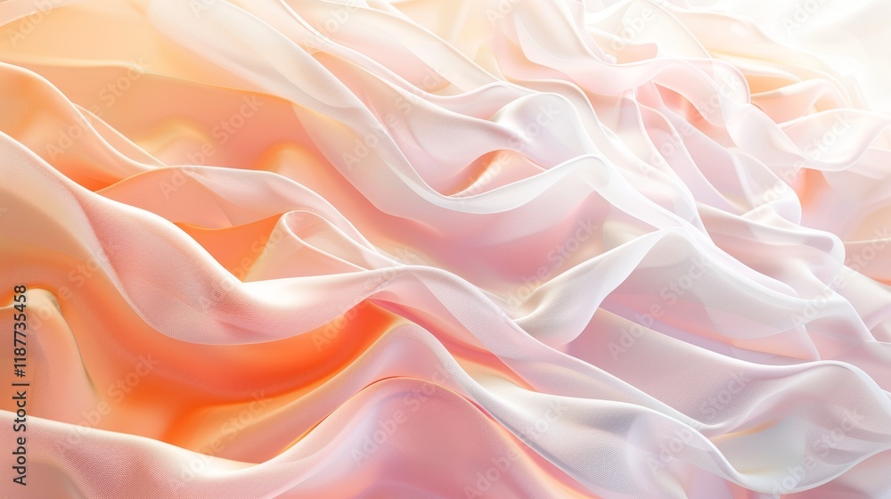 Obraz premium Peach and White Silk Drape Wallpaper Texture