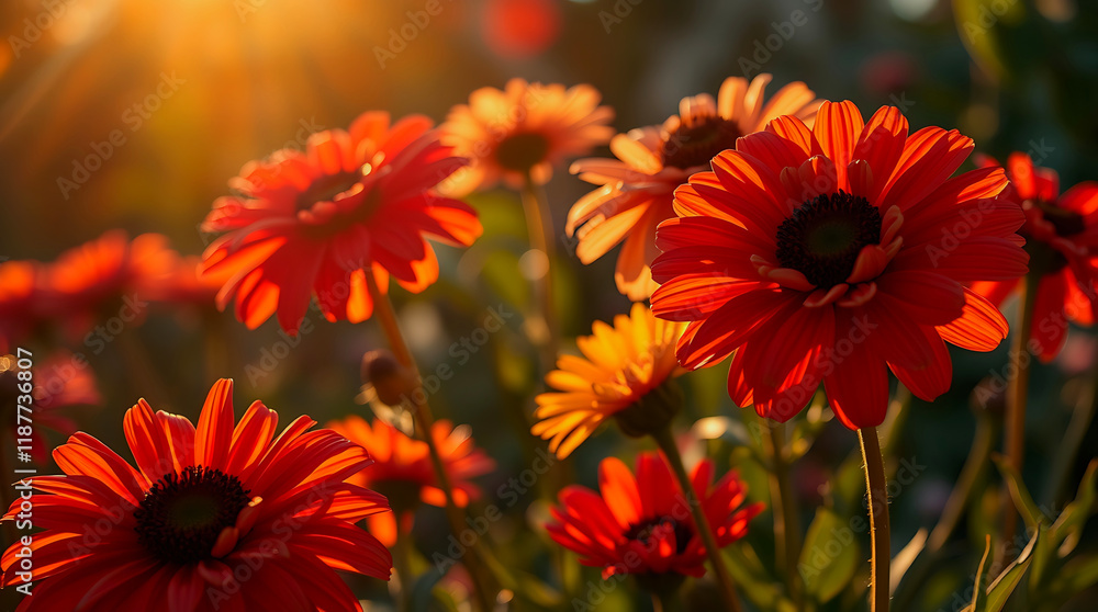 A depiction of flowers in the garden with intense dramatic lighting and a smooth gradient transition, showcasing seamless color blending, high contrast, and creating tension A depiction of flowers in the garden with intense dramatic lighting and a smooth gradient transition, showcasing seamless color blending, high contrast, and creating tension