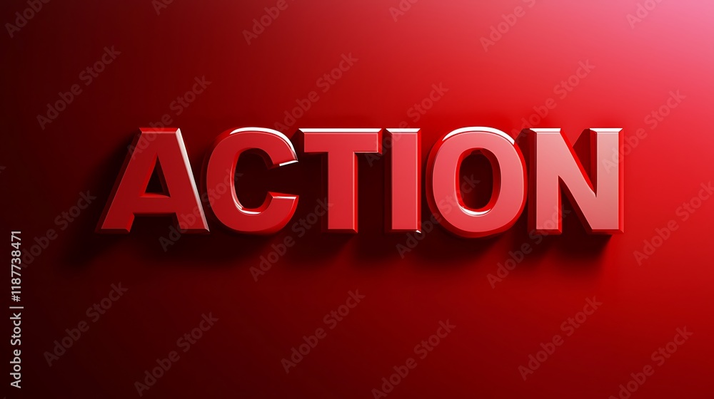A red background with the word action written in white A red background with the word action written in white