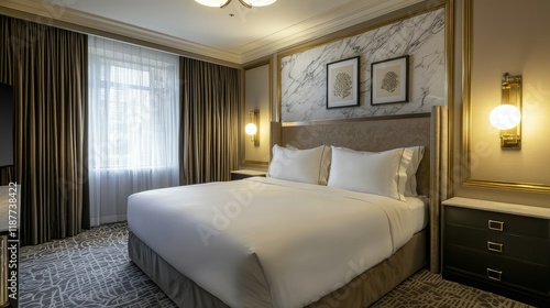 Elegant Modern Bedroom with Soft Lighting and Neutral Decor