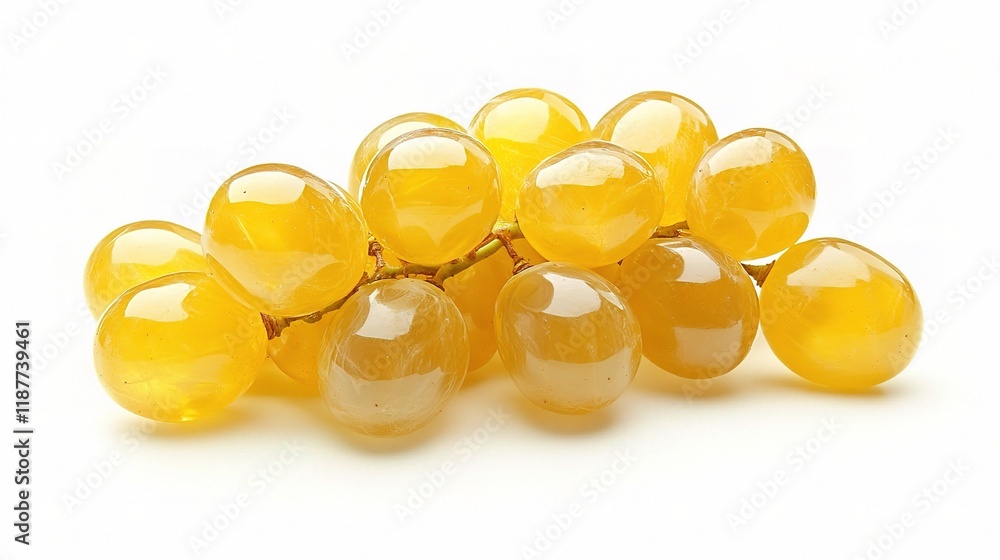 Fresh Isolated Bunch of Perfect Yellow Grapes on White Background Fresh Isolated Bunch of Perfect Yellow Grapes on White Background