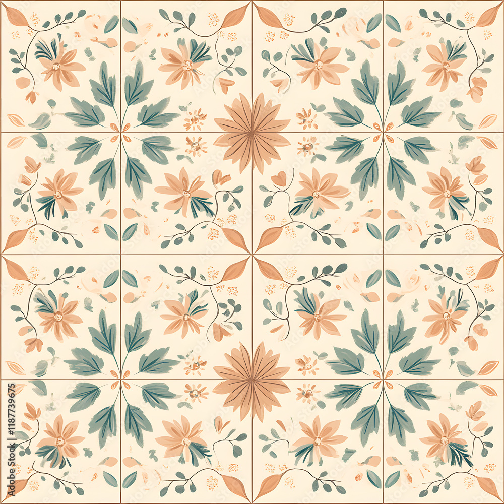 Collection of Tile Patterns Featuring Intricate Geometric and Floral Motifs, Hand-Drawn Doodles, and Traditional Ethnic Designs in Muted and Vibrant Color Palettes