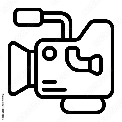 Camera Filming Protesters Line Icon