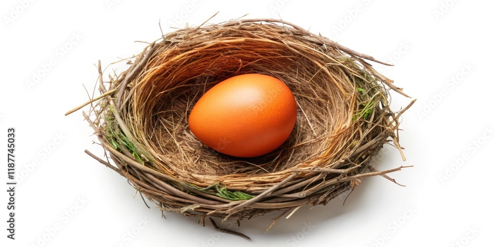 Bird Nest with Egg Top View, Isolated White Background, Nature Photography, Spring, Easter, Avian, Wildlife Bird Nest with Egg Top View, Isolated White Background, Nature Photography, Spring, Easter, Avian, Wildlife
