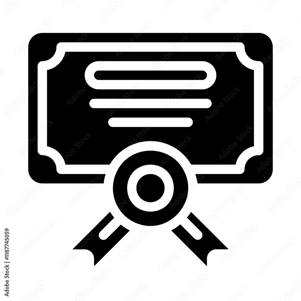 Certificate of Referral Reward Solid Icon Certificate of Referral Reward Solid Icon