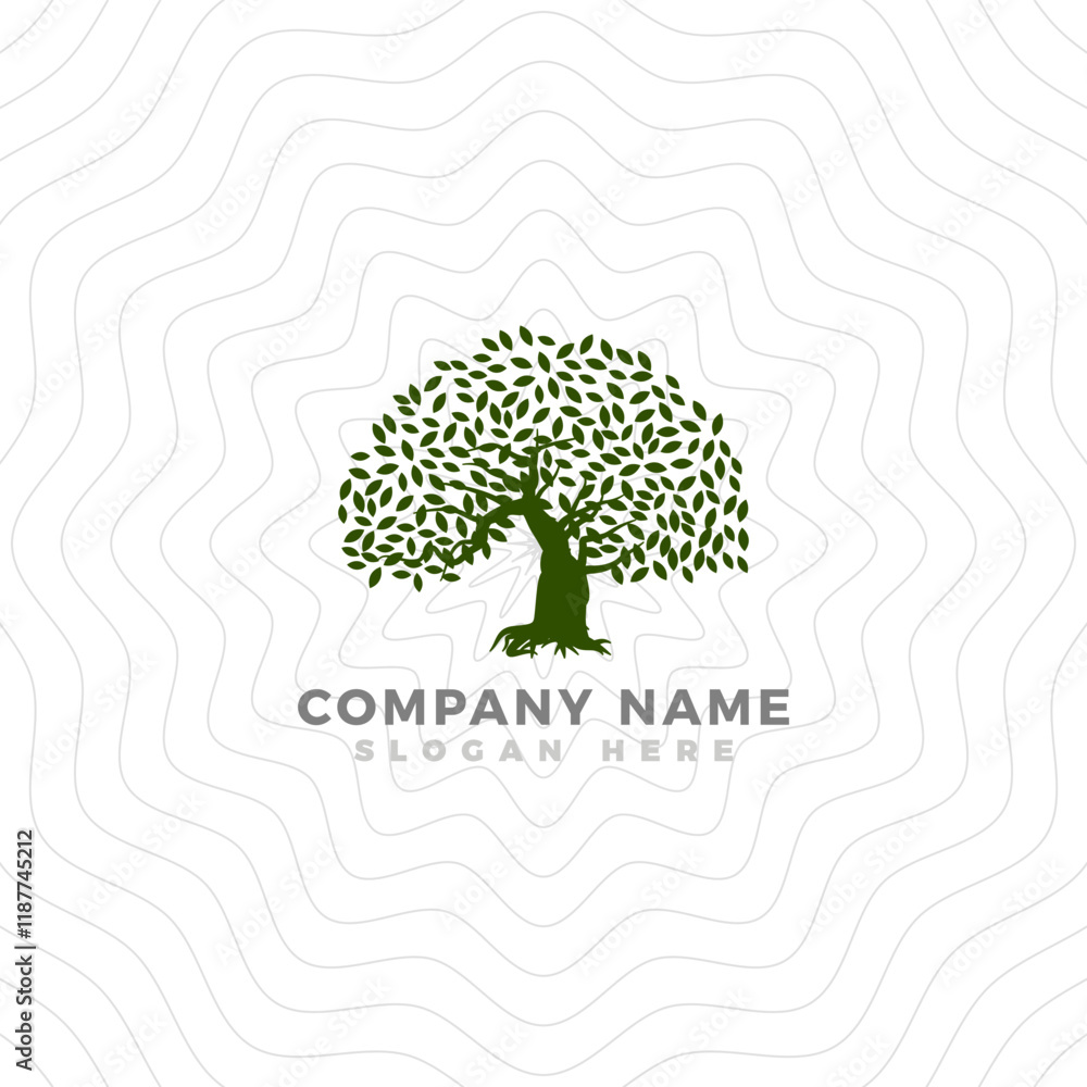 Fototapeta premium Green oak tree logo design for business identity