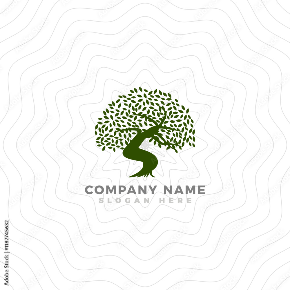 Fototapeta premium Green oak tree logo design for business identity
