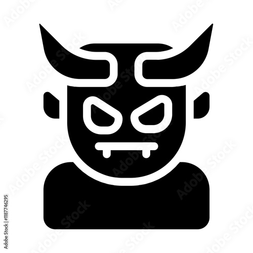 Demon Horned Head Solid Icon
