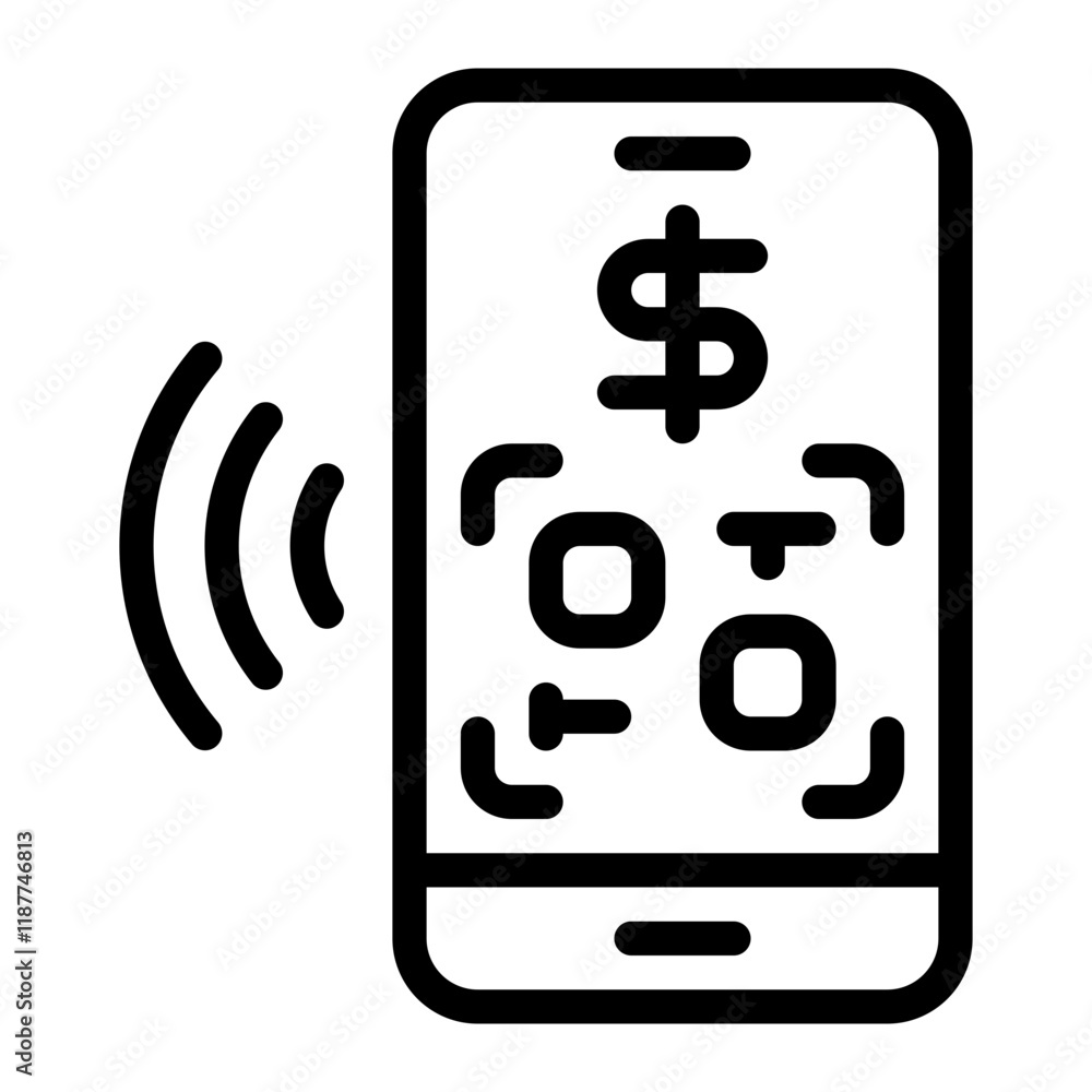 Digital Wallet with QR Code Line Icon Digital Wallet with QR Code Line Icon