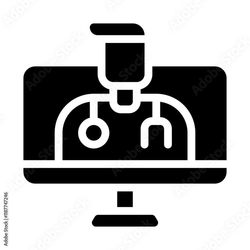 Doctor on Screen Solid Icon