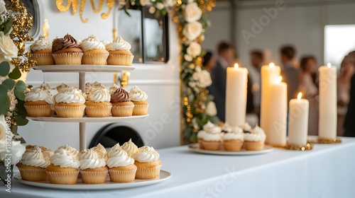 Wallpaper Mural Artisanal Cupcake Truck Displaying Delicious Desserts with Elegant Decorations at a Festive Event Torontodigital.ca