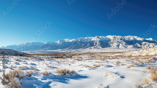 Wallpaper Mural Snowy Mountain Range Under Clear Blue Sky with White Landscape Torontodigital.ca