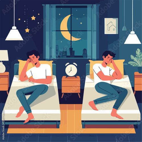 vector image of people sleeping at night